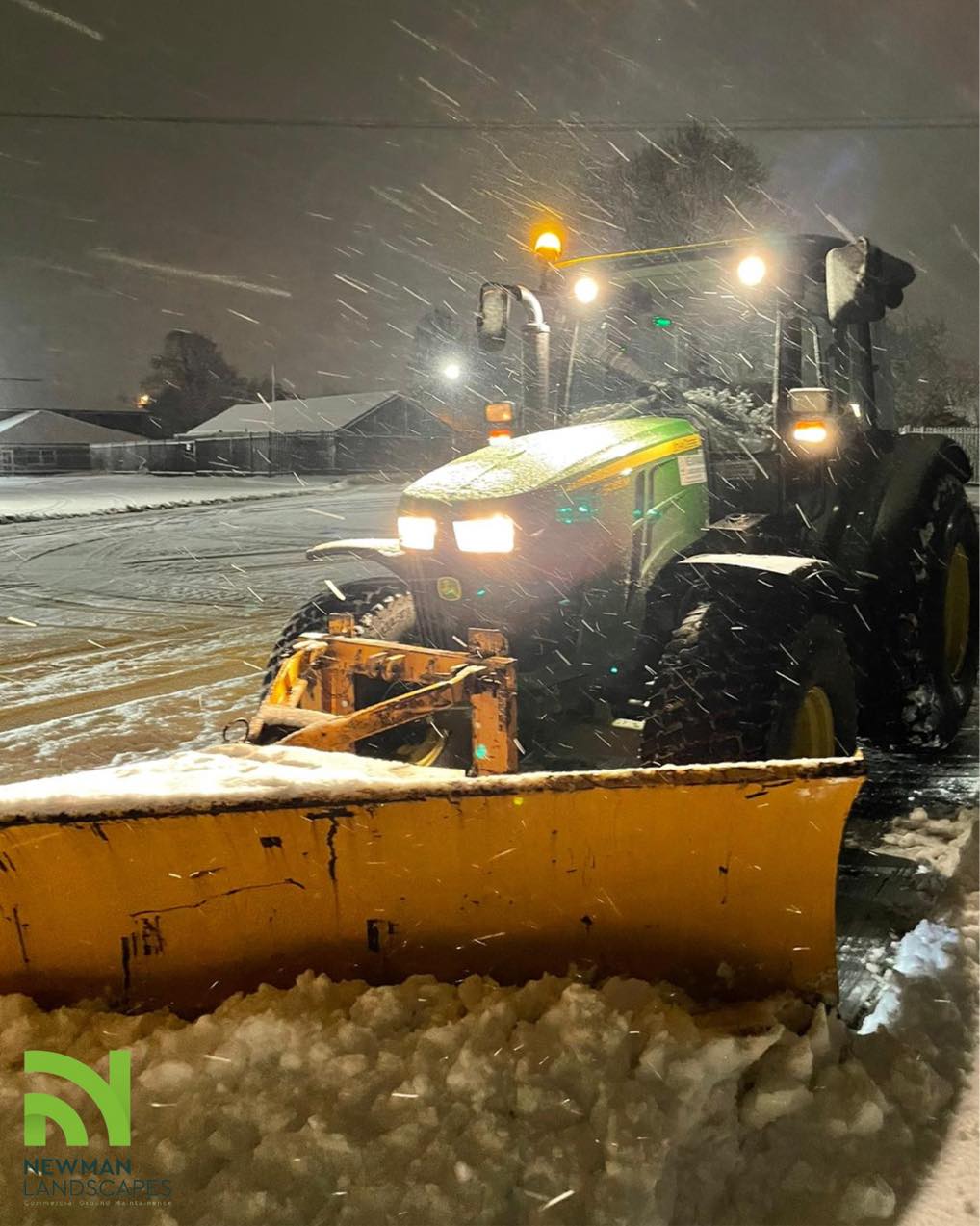 Snow removal and winter gritting with a tractor plough - Newman Landscapes 